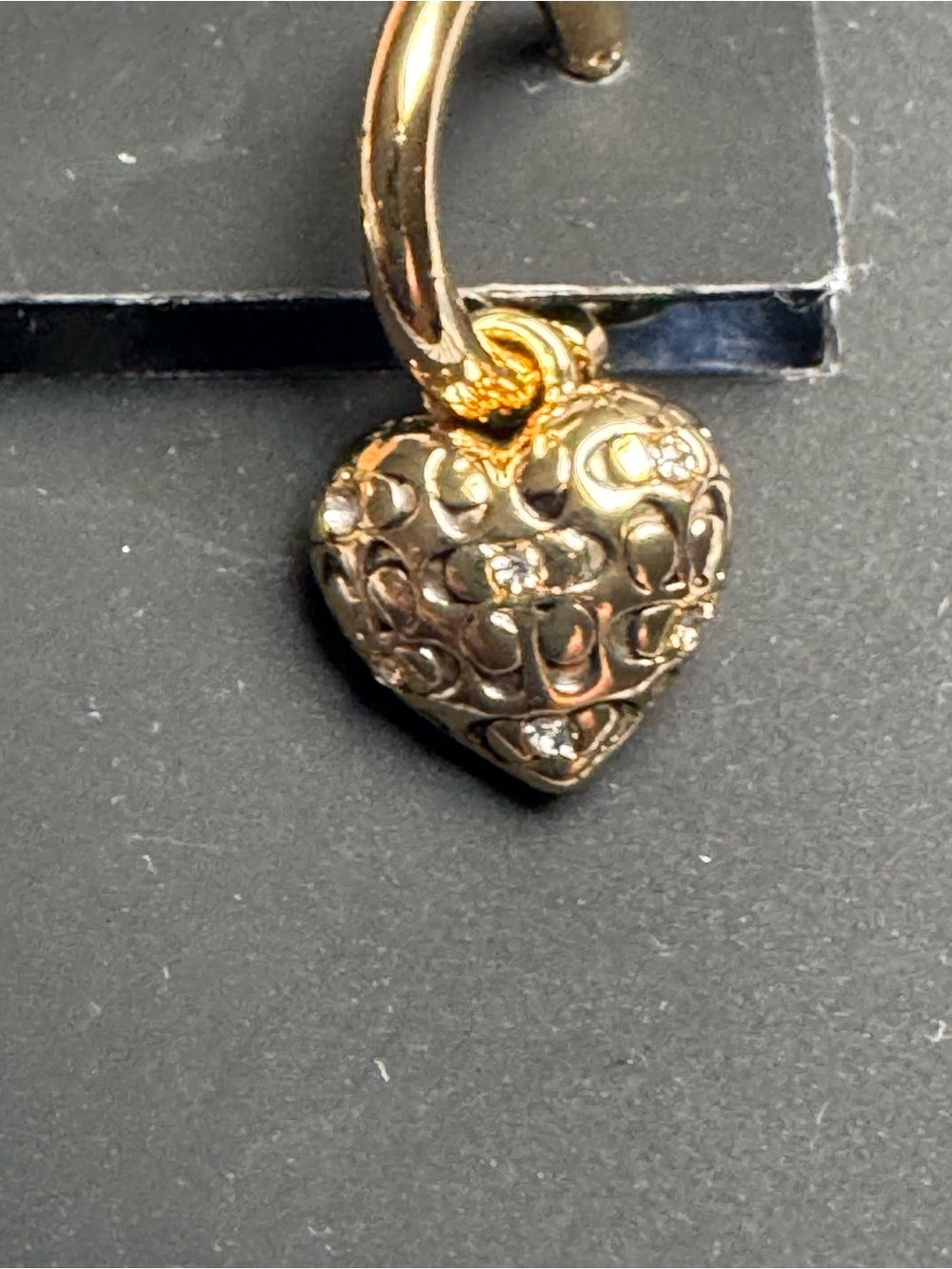 Coach Gold Heart Charm Huggie Earrings - Picture 3 of 4